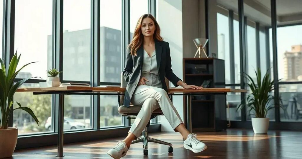 looks tênis branco trabalho