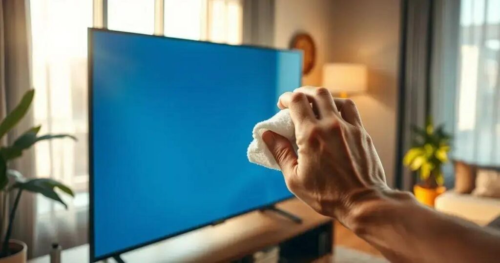 como limpar a tela da tv smart