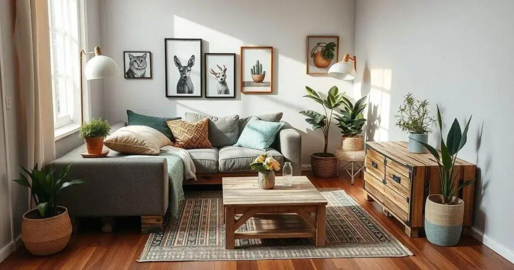 decoração de sala pequena e barata