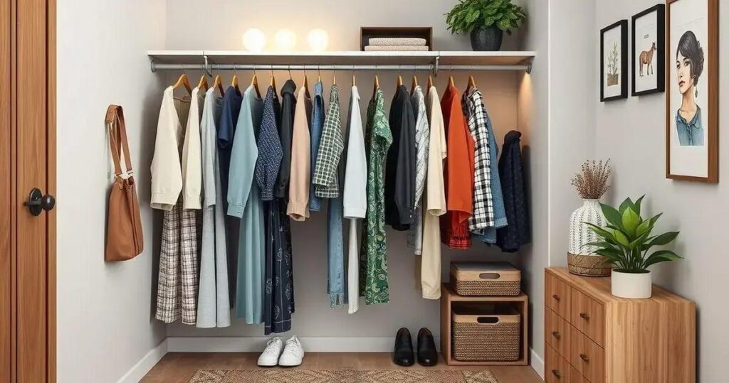 organização de guarda roupa pequeno